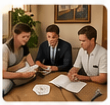 Missionary lesson at a table
