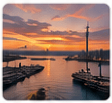 Auckland harbor sunset