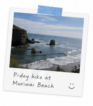 P-day hike at Muriwai Beach polaroid